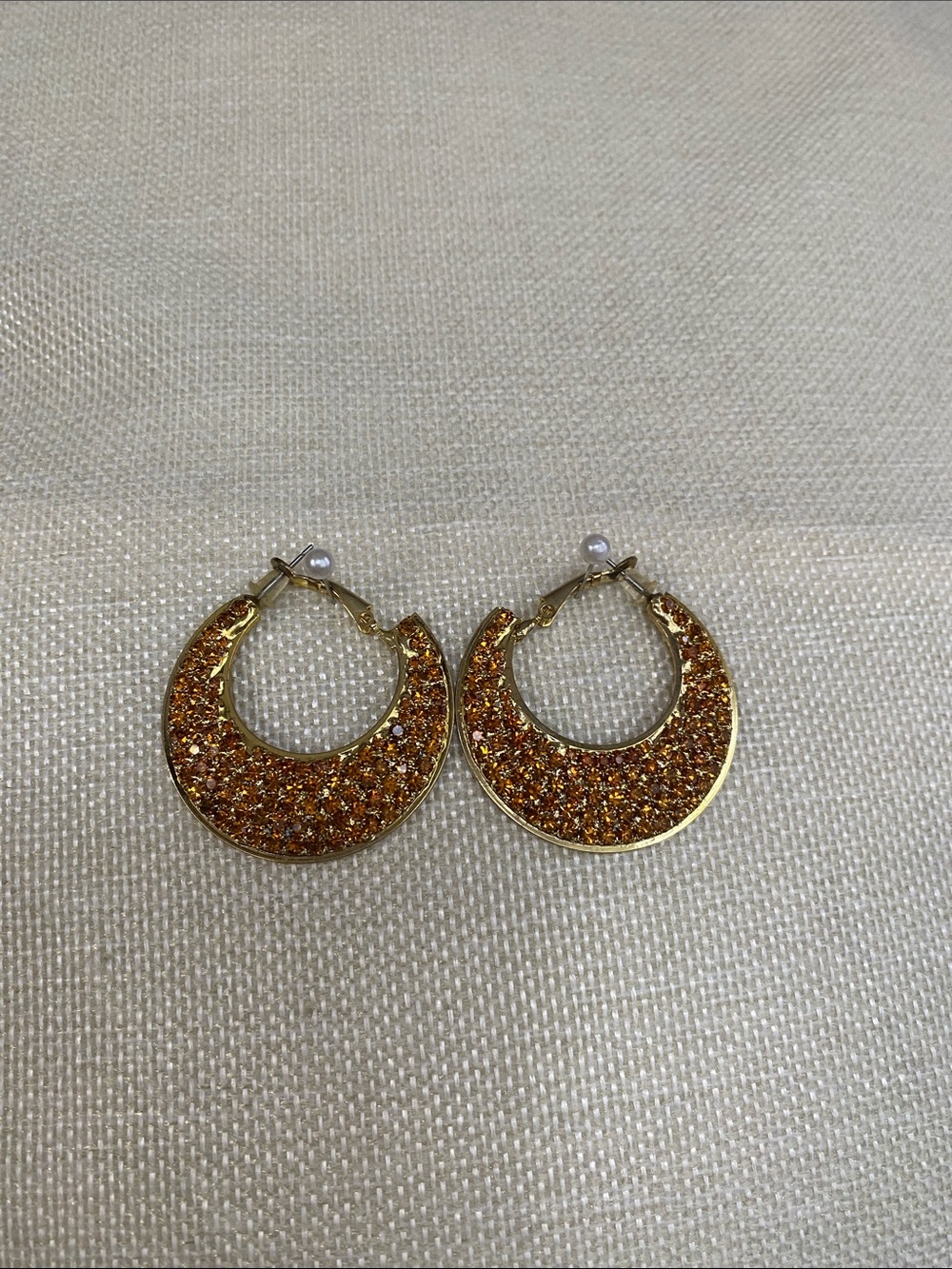 Gold-Tone Glitter Crescent Hoop Earrings - Women